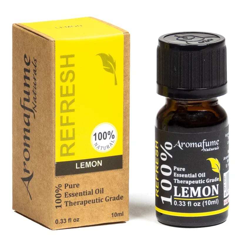 Бутилка Aromafume Naturals Етерично масло от Лимон до кутия.