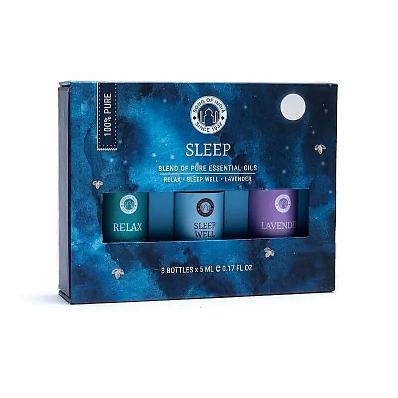 Кутия с продукти Комплект от 3 етерични масла - Спокоен сън в синя кутия.