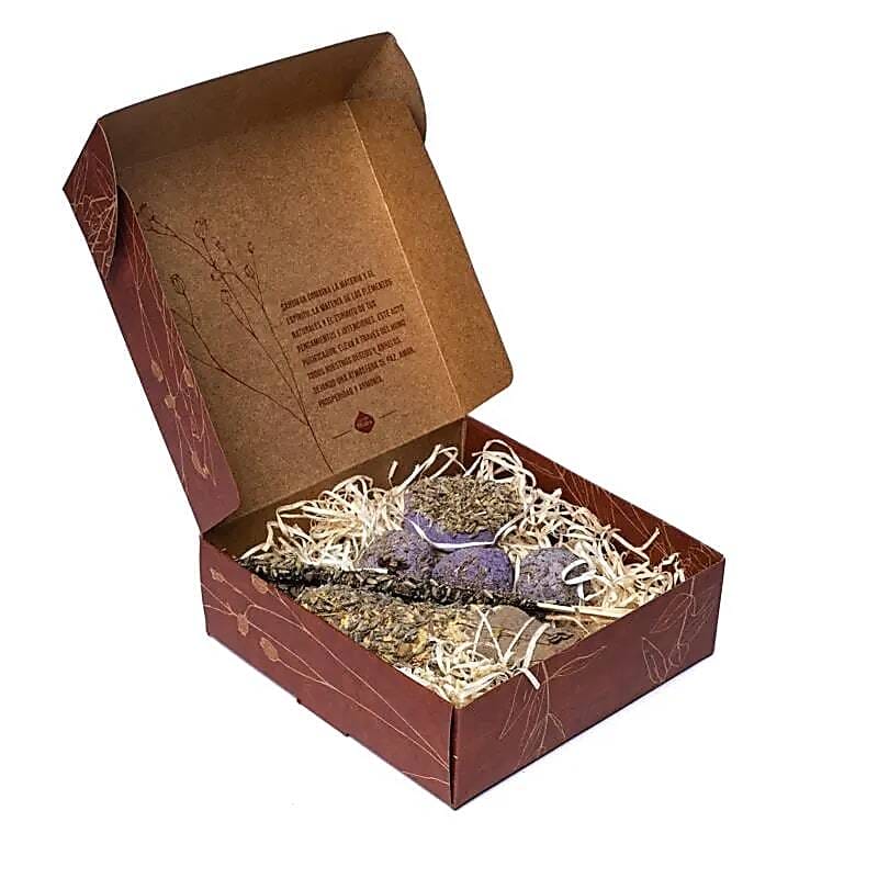 Кафява кутия със Sagrada Madre Комплект за релакс & хармония в нея.
