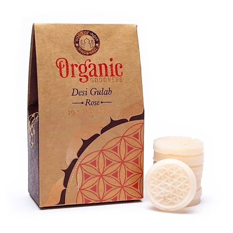 A box of Organic Goodness Восъчни блокчета - Роза next to a box of soap.